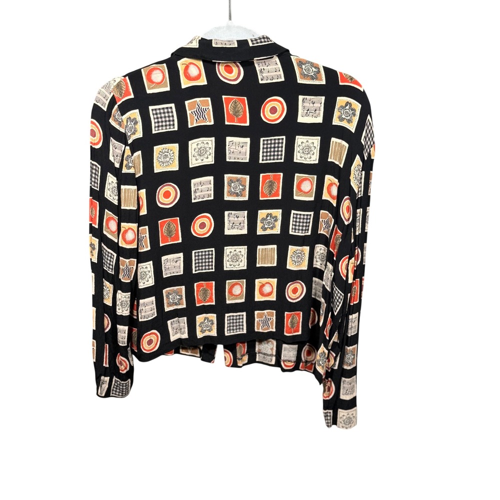 Liz Claiborne Vintage Geometric Print Rayon Button Down Shirt - Picture 3 of 6